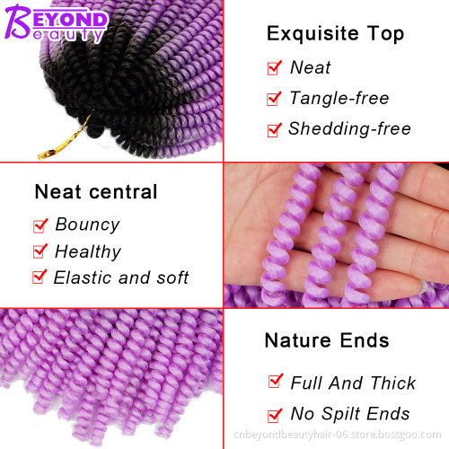 Spring Twist Crochet Braiding Hair Ombre Colors Synthetic Hair Extensions Nubian Twist Curly Crochet Hair For Wholesale Dropship